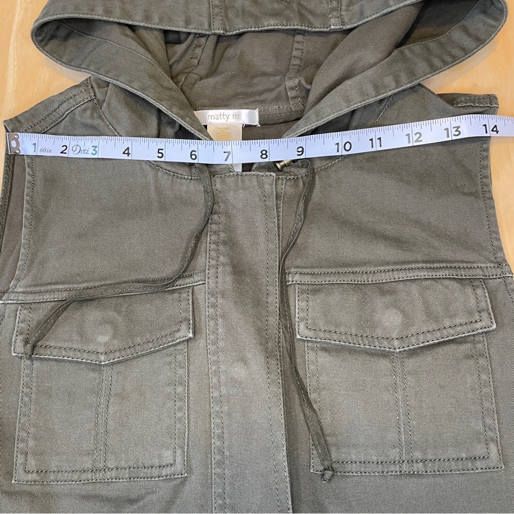 Matty M Cargo Vest - Olive Green - Picture 8 of 10